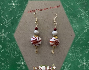 Christmas Peppermint Drop Earrings - Perfect Stocking Stuffer!
