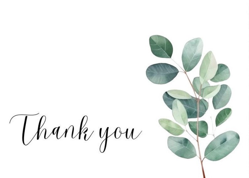 Eucalyptus Thank You Card Etsy
