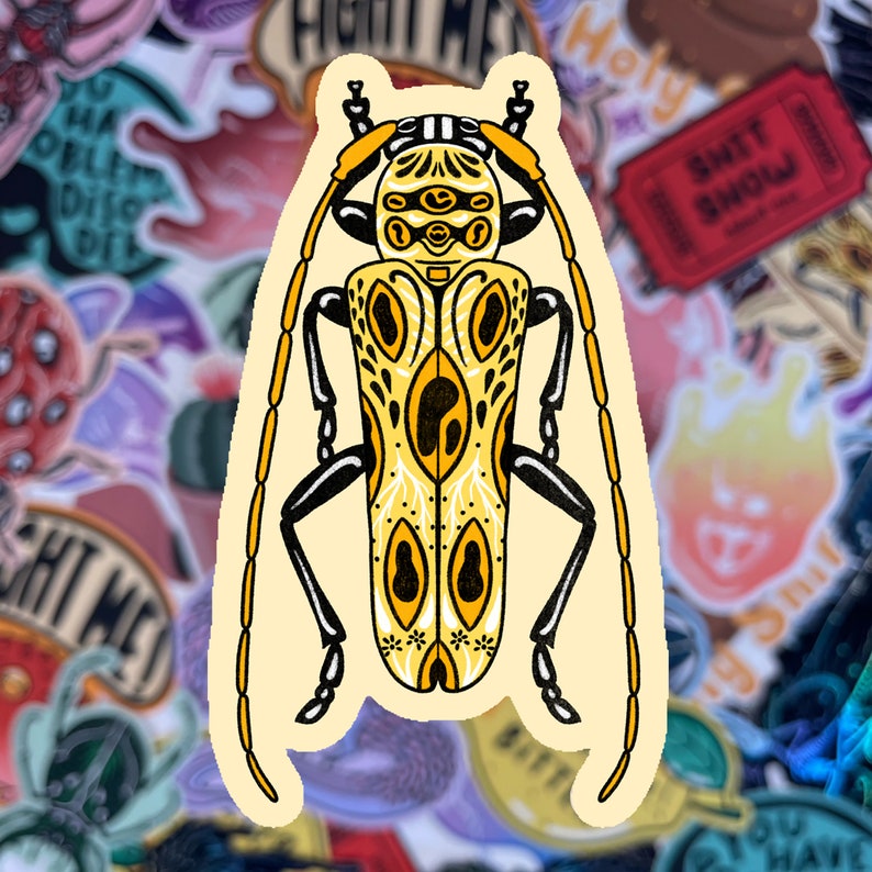 Yellow Beetle Sticker Vinyl Sticker Laptop Sticker - Etsy