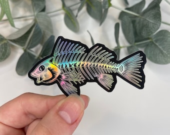 Holographic Fish Skeleton Stickers | Vinyl Sticker | Laptop Sticker