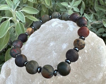 Picasso Jasper Matte Beaded Bracelet 8mm