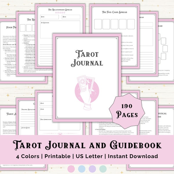 Guided Tarot Journal Printable | Shadow Work Journal | Tarot Planner | Tarot Journal Goodnotes | Tarot Card Readings | Tarot Study Guide PDF