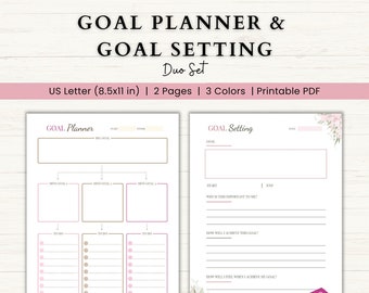Goal Planner | Goal Setting | Academic Planner | ADHD Planner Printable | SMART Goals Template | Self Care Journal | Wellness Planner | PDF
