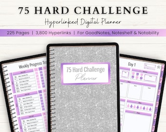 75 Hard Challenge Hyperlinked Planner | Fitness Journal | 75 Hard Digital Checklist | Weight Loss Tracker | 75 Day Hard | 75 Challenge Gift