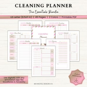 Cleaning Planner Printable | Weekly House Cleaning Schedule | ADHD Cleaning Checklist PDF | Adult Chore Chart | Cleaning Schedule Printable