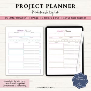 Project Planner Printable | Project Timeline Tracker | Productivity Planner | Project Breakdown Template | Work Planner | Project Organizer