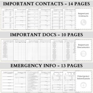 Emergency Binder Printable | In Case of Emergency Planner | Family Household Survival Binder | End of Life Planner | Death Binder PDF | Gray image 6