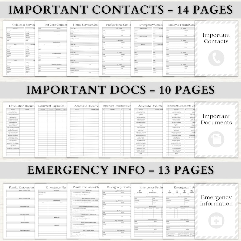 Emergency Binder Printable | In Case of Emergency Planner | Family Household Survival Binder | End of Life Planner | Death Binder PDF | Gray image 6