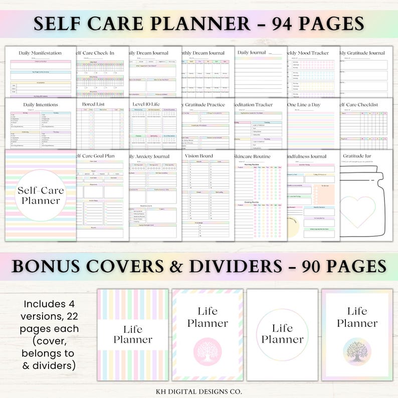 Ultimate Life Planner Printable Bundle – ADHD Productivity, Habit & Self-Care Organizer | Household, Travel and Emergency Tools | Rainbow imagem 8