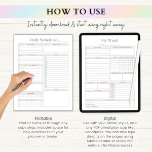 Ultimate Life Planner Printable Bundle – ADHD Productivity, Habit & Self-Care Organizer | Household, Travel and Emergency Tools | Rainbow imagem 9