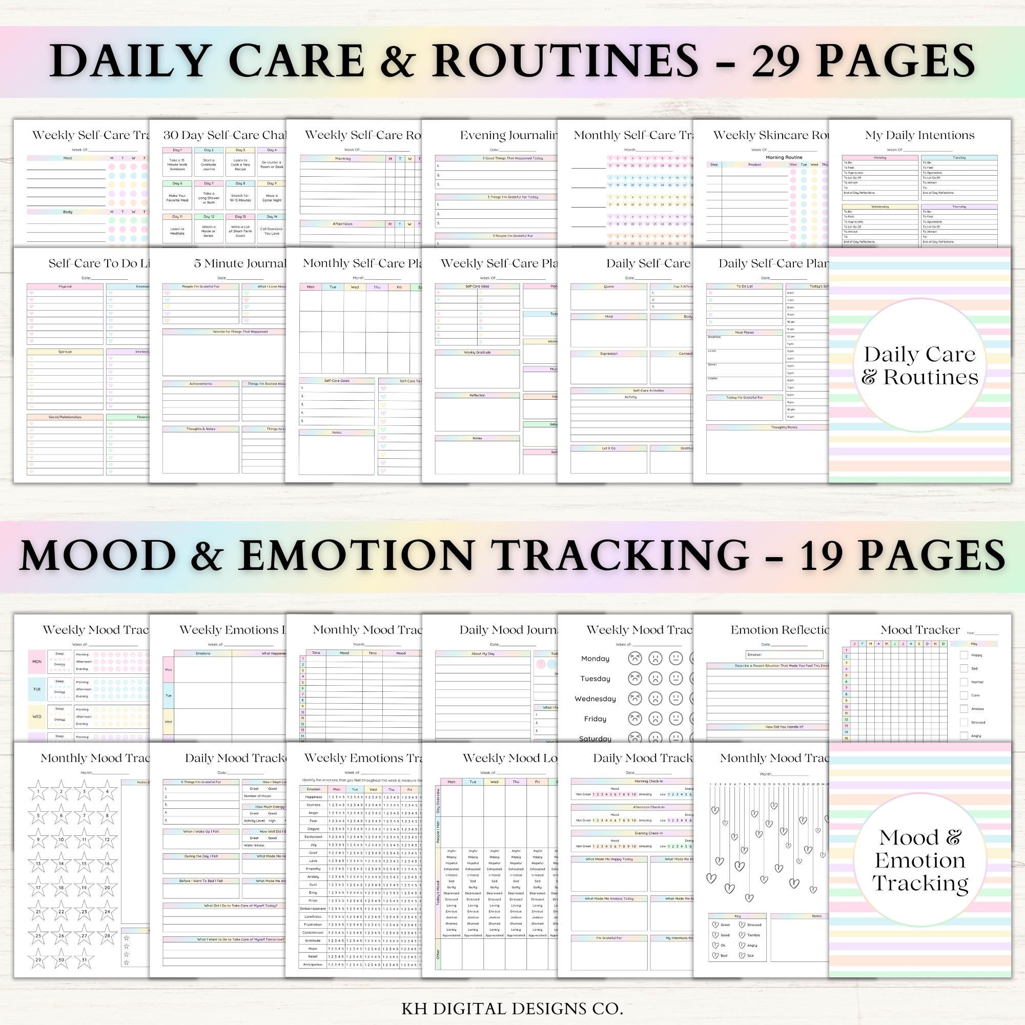 Self Care Planner Printable | Gratitude Journal | Mood Tracker | Mental ...