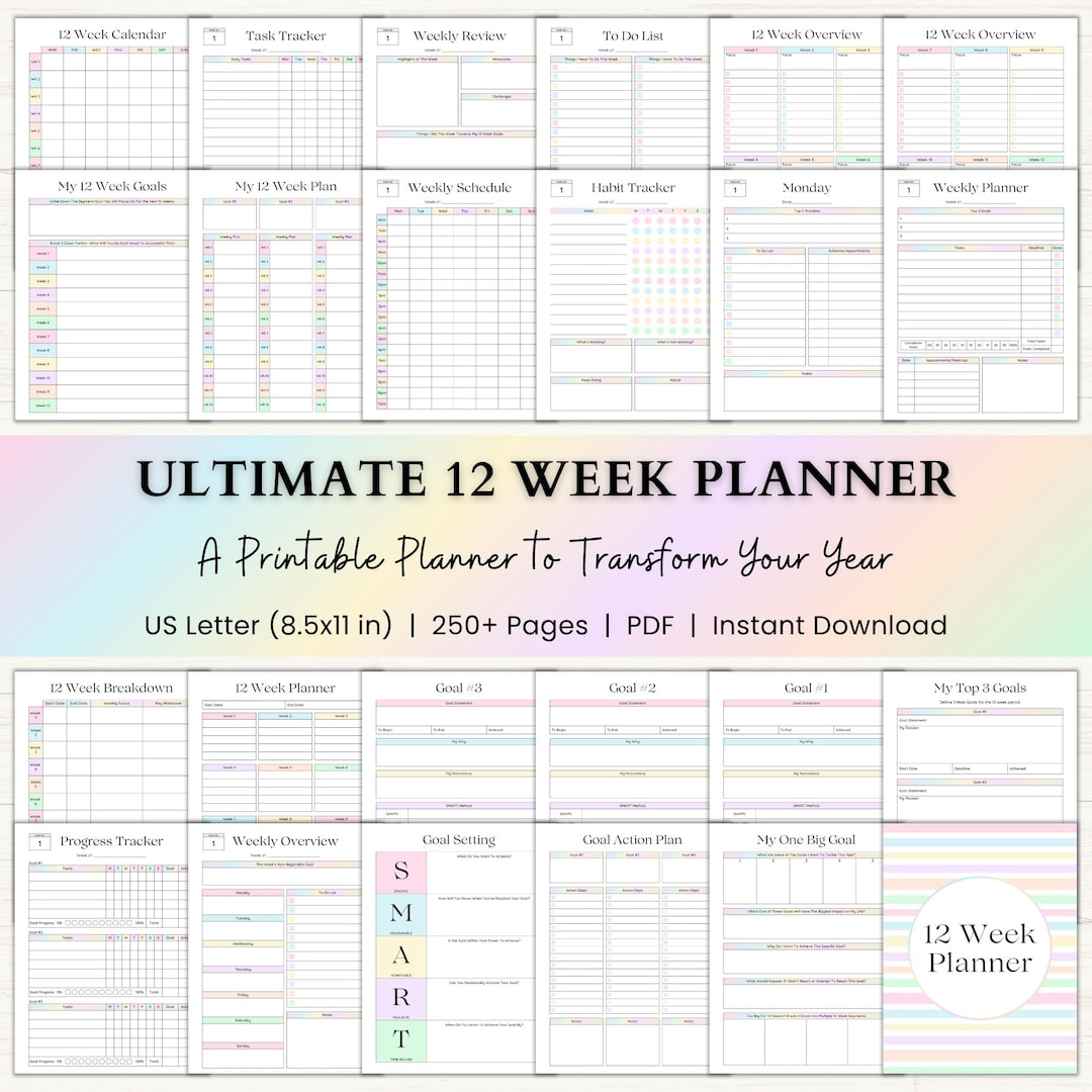 12 Week Planner Printable: Accomplish More in 12 Weeks Than Most Do in ...