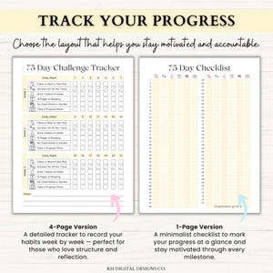 75 Day Challenge Printable Bundle: Workout Planner, ADHD Habit Tracker, Weight Loss Journal, 75 Soft + Medium Challenge (PDF) – 6 Colors image 4