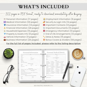 Emergency Binder Printable | In Case of Emergency Planner | Family Household Survival Binder | End of Life Planner | Death Binder PDF | Gray image 9