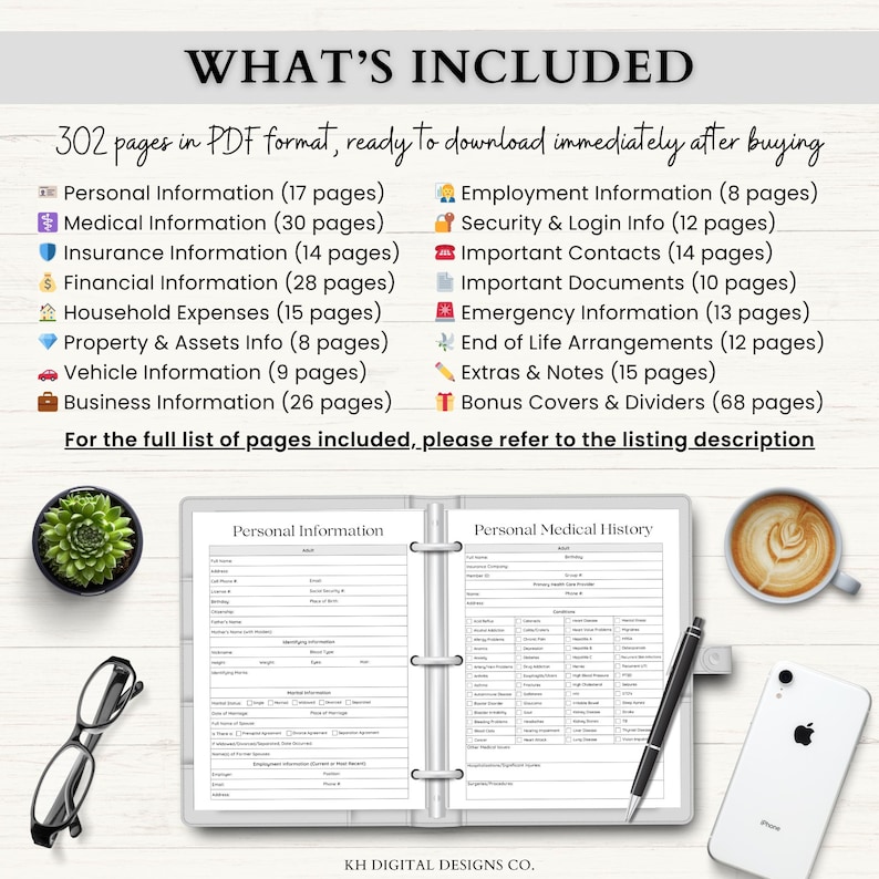Emergency Binder Printable | In Case of Emergency Planner | Family Household Survival Binder | End of Life Planner | Death Binder PDF | Gray image 9