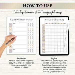 Fitness Planner Printable | Weight Loss Journal | Food & Calorie Tracker | Adhd Fitness Journey | Weekly Exercise Log | PDF | Boho image 6