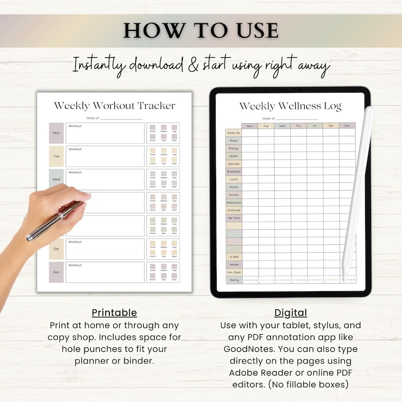 Fitness Planner Printable | Weight Loss Journal | Food & Calorie Tracker | Adhd Fitness Journey | Weekly Exercise Log | PDF | Boho image 6