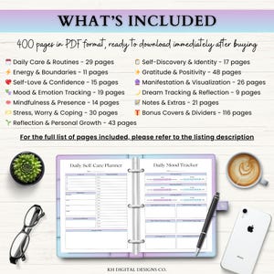 Self Care Planner Printable Bundle | ADHD Mental Health Journal | Anxiety Tracker | Healing & Wellbeing Journal | PDF | Blue Purple imagen 9