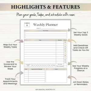 12 Week Planner Printable: Goal-Focused Planning System for Weekly Routines & Daily Progress (PDF) – Boho imagen 4