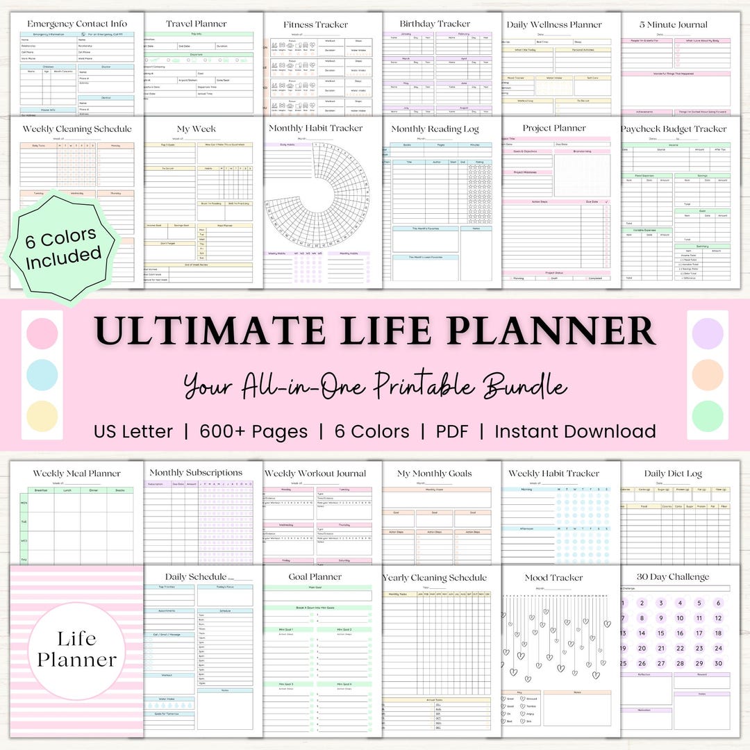 Ultimate Life Planner Printable Bundle – Adhd Productivity, Habits ...