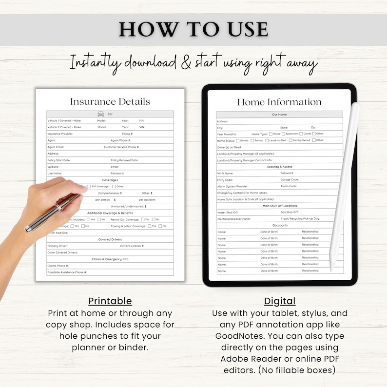 Emergency Binder Printable | In Case of Emergency Planner | Family Household Survival Binder | End of Life Planner | Death Binder PDF | Gray image 8