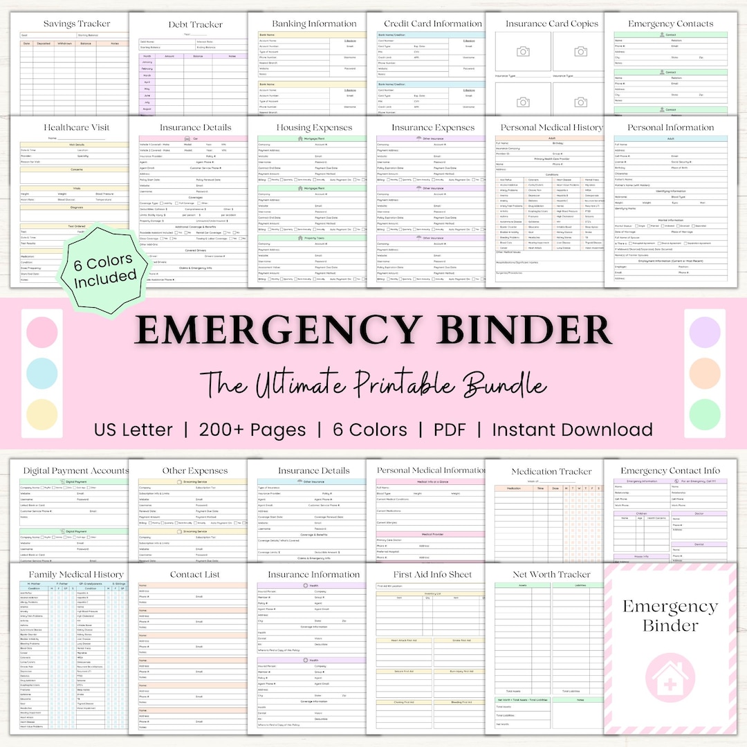 Emergency Binder Printable | End of Life Planner | Household Survival ...