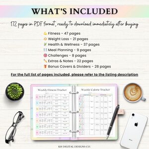 Fitness Planner Printable | Weight Loss Journal | Weekly Gym Tracker | Exercise & Nutrition Log | Adhd Wellness Planner | PDF | Rainbow image 7