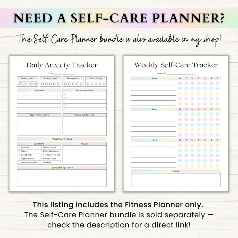 Fitness Planner Printable | Weight Loss Journal | Weekly Gym Tracker | Exercise & Nutrition Log | Adhd Wellness Planner | PDF | Rainbow image 14