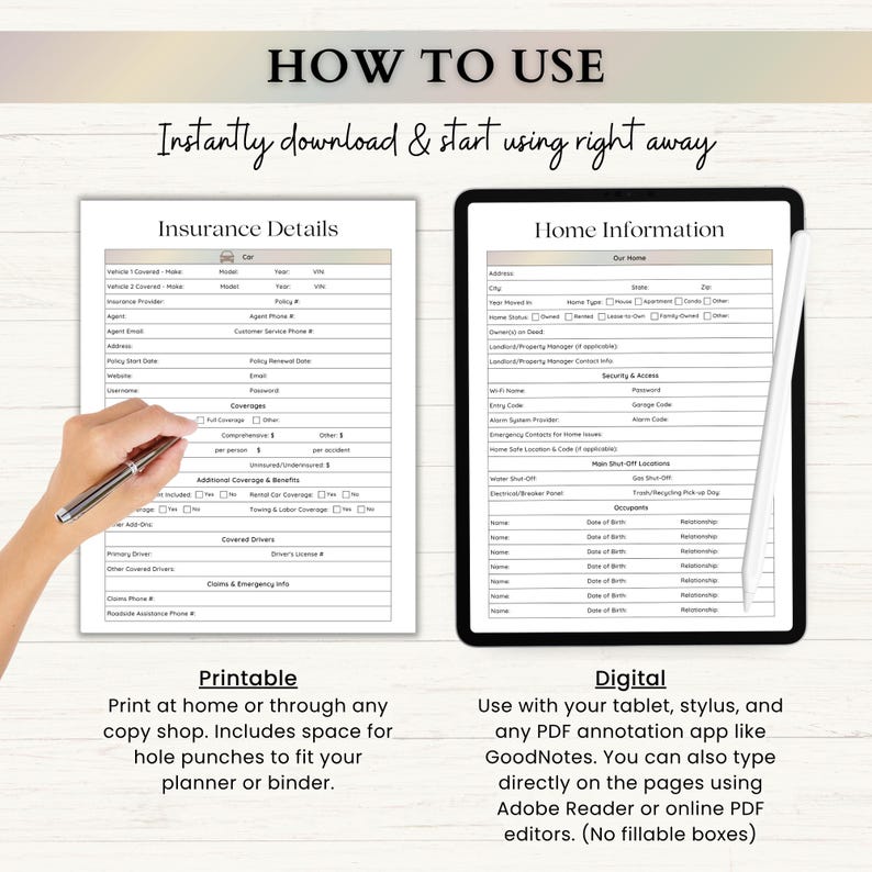 Emergency Binder Printable | End of Life Planner | Household Family Survival Binder | In Case of Emergency Disaster Planner | PDF | Boho image 8