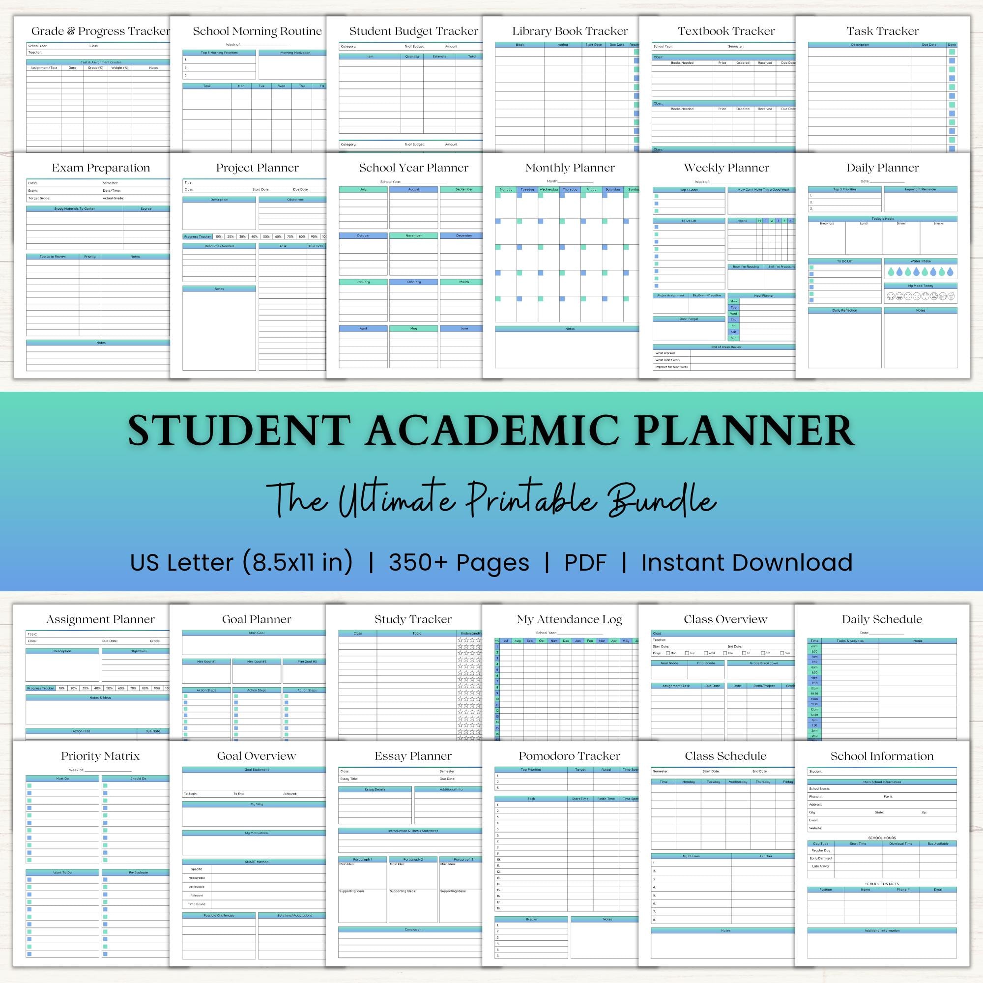 Student Academic Planner Printable | All-in-one School Planner System ...