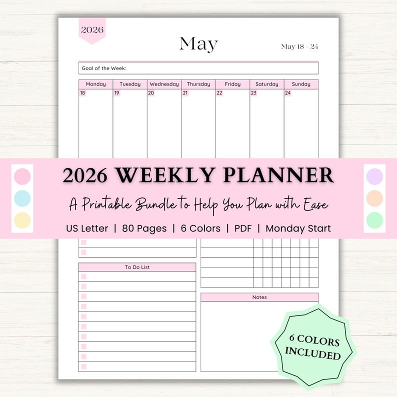 2026 Weekly Planner Printable: Adhd Weekly Schedule, Task Tracker ...