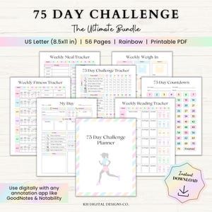 75 Day Challenge Printable Planner | 75 Day Tracker Template | Workout Planner | Fitness Challenge | Weight Loss Journal | Wellness Tracker