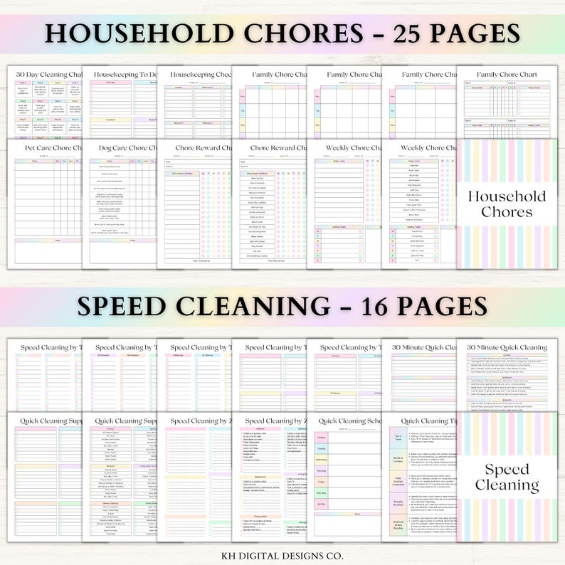 Cleaning Planner Printable | Adhd Adult Chore Chart | Home Maintenance & Declutter Planner | Weekly Cleaning Checklist | PDF | Rainbow afbeelding 3