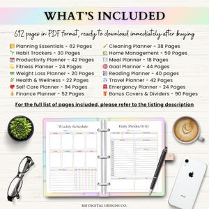 Ultimate Life Planner Printable Bundle – ADHD Productivity, Habit & Self-Care Organizer | Household, Travel and Emergency Tools | Rainbow imagem 10