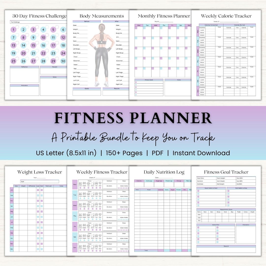 Fitness Planner Printable | Weight Loss Journal | Weekly Gym Tracker ...