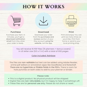 Ultimate Life Planner Printable Bundle – ADHD Productivity, Habit & Self-Care Organizer | Household, Travel and Emergency Tools | Rainbow imagem 11