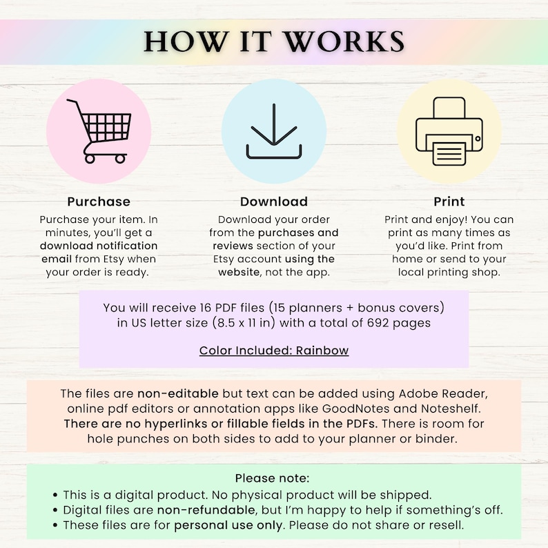 Ultimate Life Planner Printable Bundle – ADHD Productivity, Habit & Self-Care Organizer | Household, Travel and Emergency Tools | Rainbow imagem 11