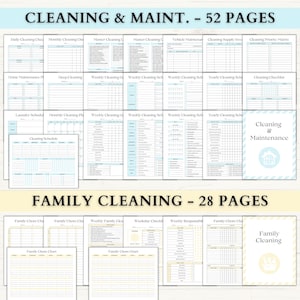 Home Management Binder | Printable Cleaning Schedule | Weekly Meal Planner | Budget Tracker | Household Organizer Checklist | PDF | 6 Colors image 2