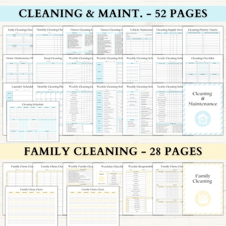 Home Management Binder | Printable Cleaning Schedule | Weekly Meal Planner | Budget Tracker | Household Organizer Checklist | PDF | 6 Colors image 2