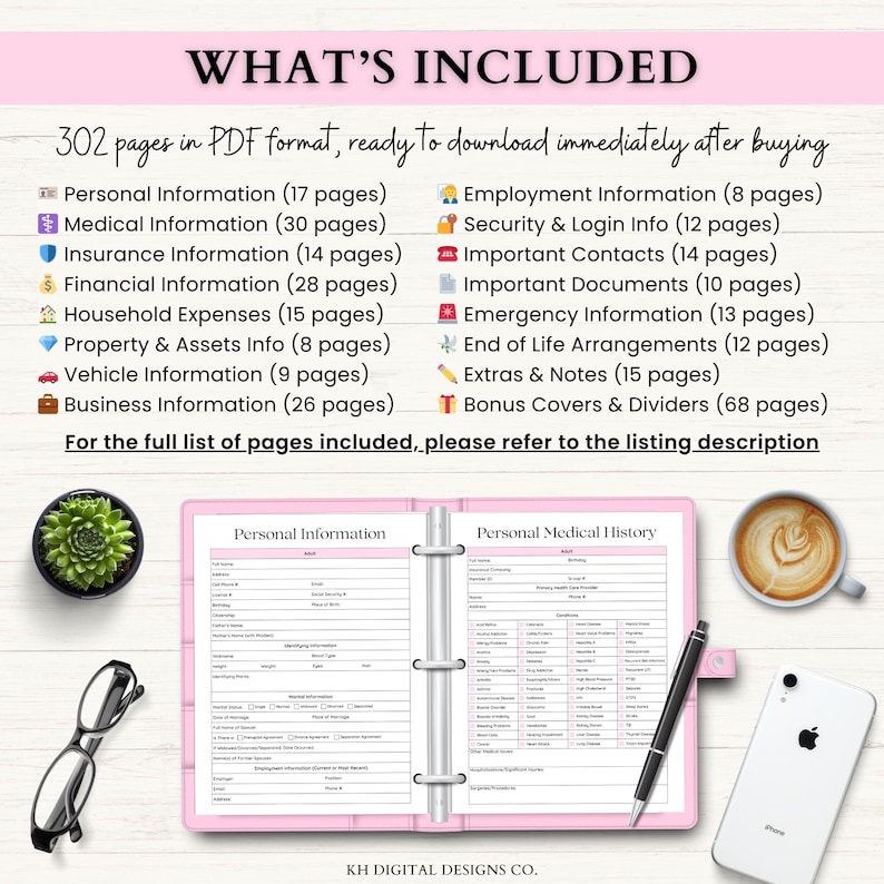 Emergency Binder Printable | End of Life Planner | Household Survival Binder | Family Emergency Planner | What If Binder | PDF | 6 Colors afbeelding 9