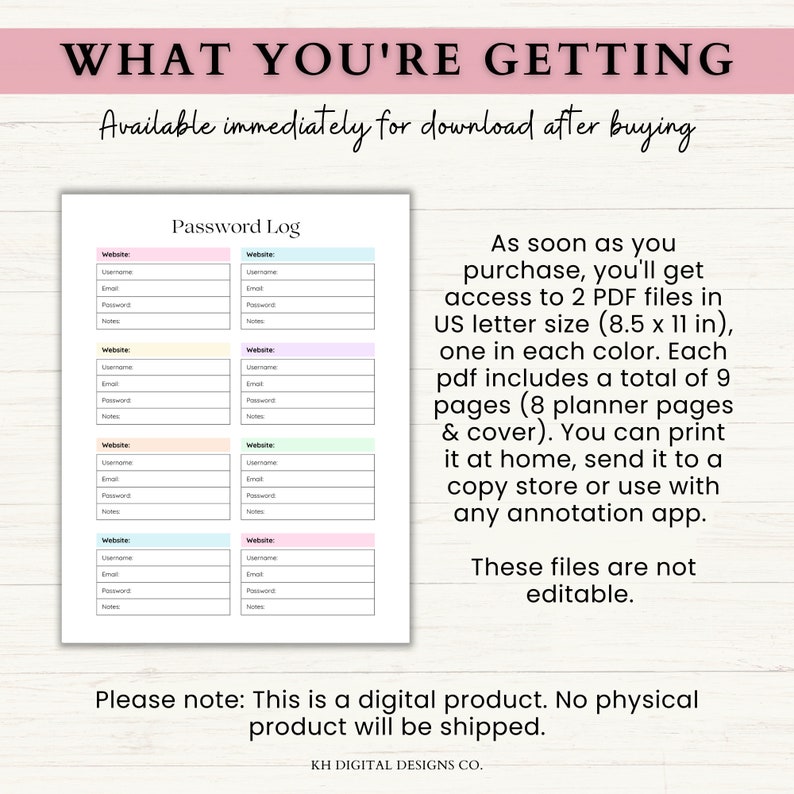 Password Tracker | Password Book | Good Notes Planner | Password Log ...