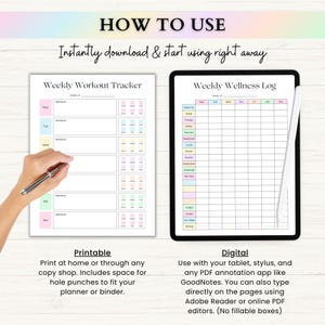 Fitness Planner Printable | Weight Loss Journal | Weekly Gym Tracker | Exercise & Nutrition Log | Adhd Wellness Planner | PDF | Rainbow image 6