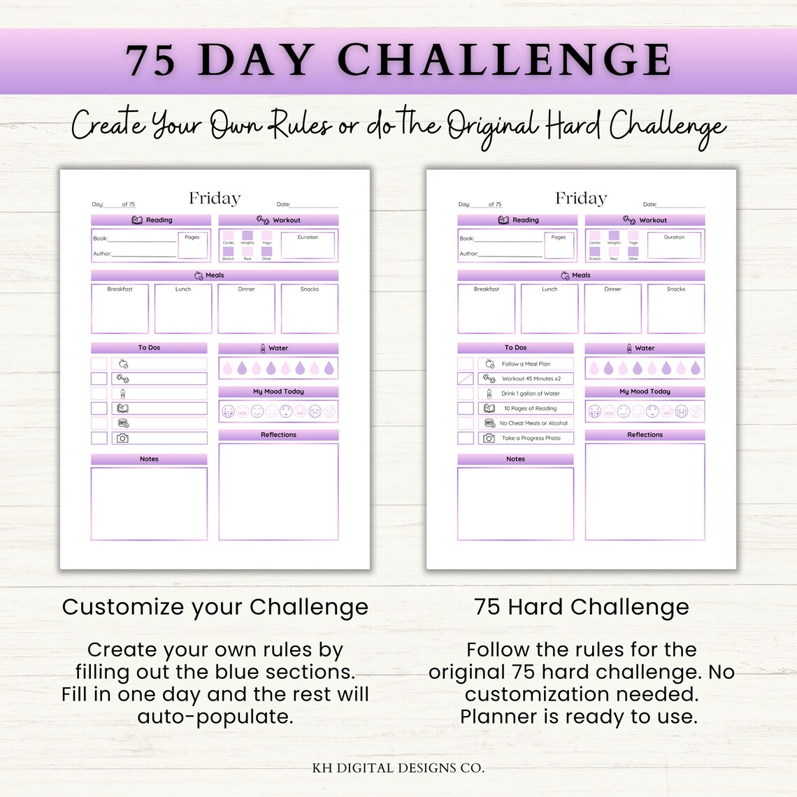 Editable 75 Day Challenge Template 75 Soft Challenge Printable 75 Day ...