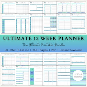 12 Week Planner Printable | Adhd Productivity Planner | Goal Setting Journal | Quarterly Planner | Weekly Task Tracker | Project Planner