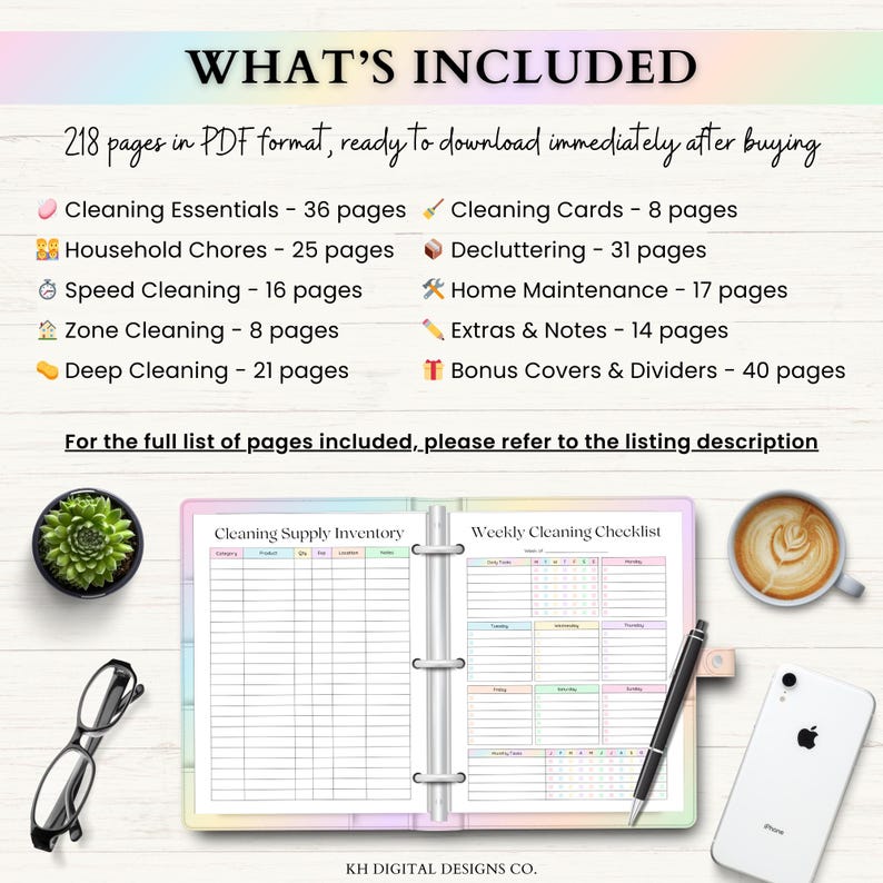 Cleaning Planner Printable | Adhd Adult Chore Chart | Home Maintenance & Declutter Planner | Weekly Cleaning Checklist | PDF | Rainbow afbeelding 8