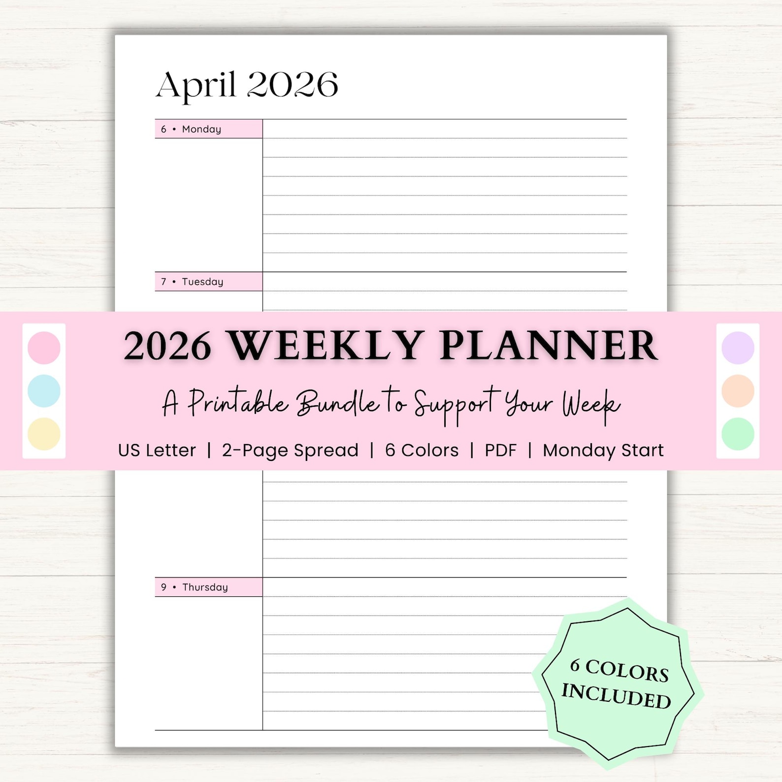 2026 Weekly Planner Printable: Weekly Agenda, Habit & Routine Tracker ...