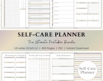 Self Care Planner Printable | Adhd Mental Health Journal | Mood & Anxiety Tracker | Self Love Journal | Calming Gratitude Planner | Boho