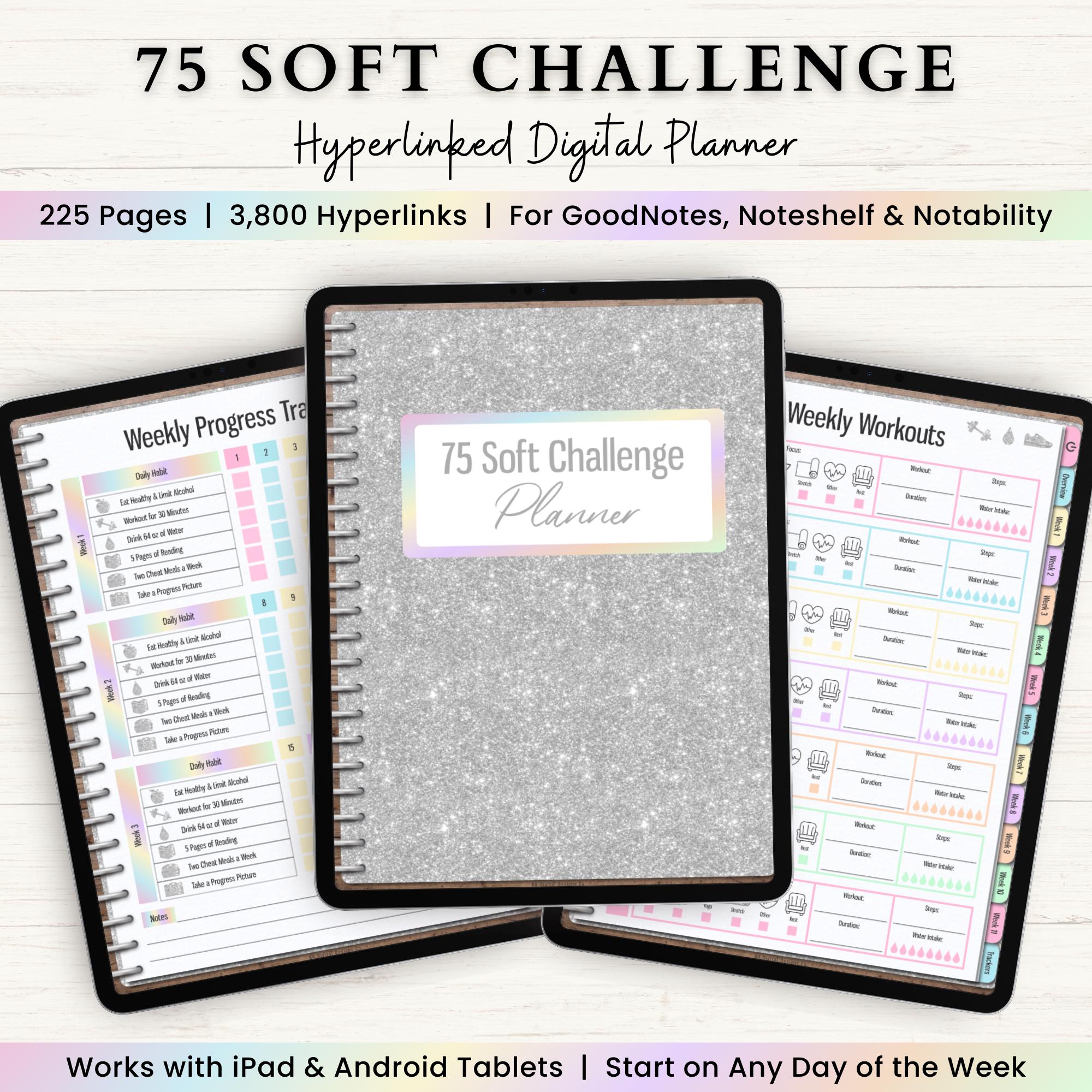 75 Soft Challenge Digital Hyperlinked Planner | Fitness Tracker Journal ...