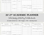 2026-2027 Academic Planner Printable | Dated Weekly Planner for College Students | Monthly Planner, School Year Organizer | PDF | Gray