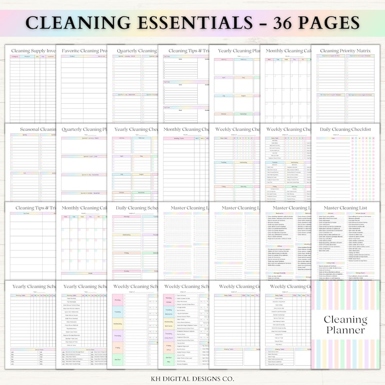 Cleaning Planner Printable | Adhd Adult Chore Chart | Home Maintenance & Declutter Planner | Weekly Cleaning Checklist | PDF | Rainbow afbeelding 2